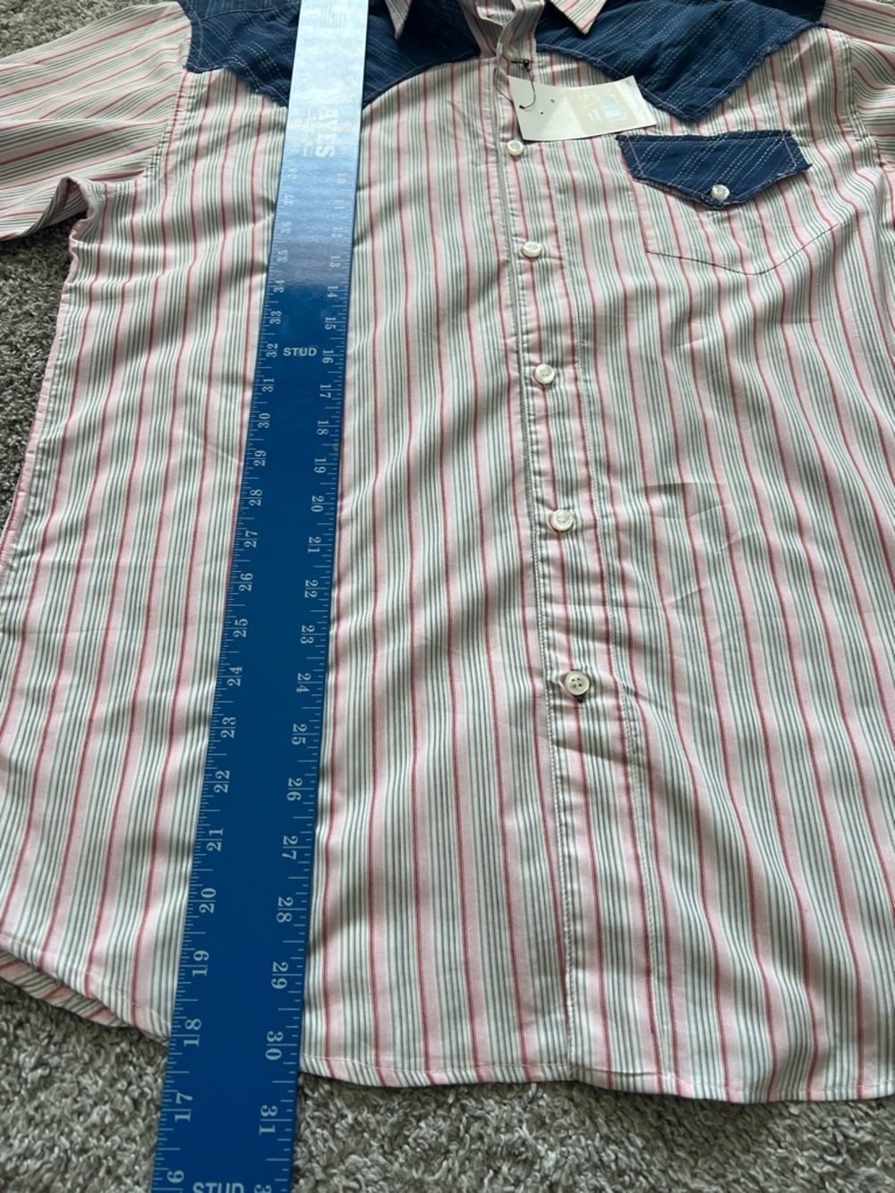 NWT 7 Diamonds Men’s Button-Down Long-Sleeve Pink Gray Striped Cotton Shirt - XL - Picture 6 of 8